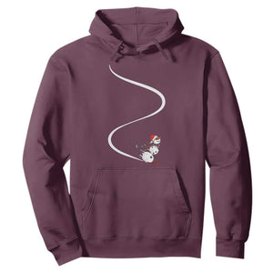 Skiing Snowman Hoodie Funny Ski Freeride Freeski Winter Sports Skiers TS10 Maroon Print Your Wear