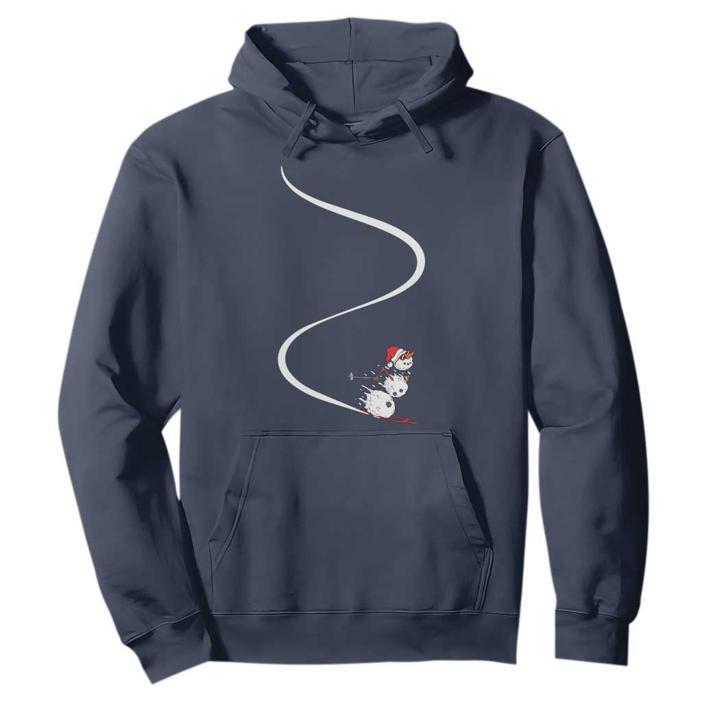 Skiing Snowman Hoodie Funny Ski Freeride Freeski Winter Sports Skiers TS10 Navy Print Your Wear