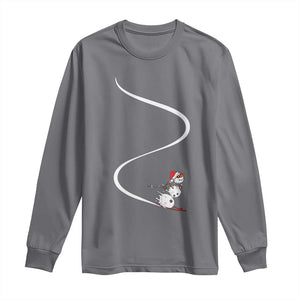 Skiing Snowman Long Sleeve Shirt Funny Ski Freeride Freeski Winter Sports Skiers TS10 Charcoal Print Your Wear