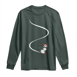 Skiing Snowman Long Sleeve Shirt Funny Ski Freeride Freeski Winter Sports Skiers TS10 Dark Forest Green Print Your Wear