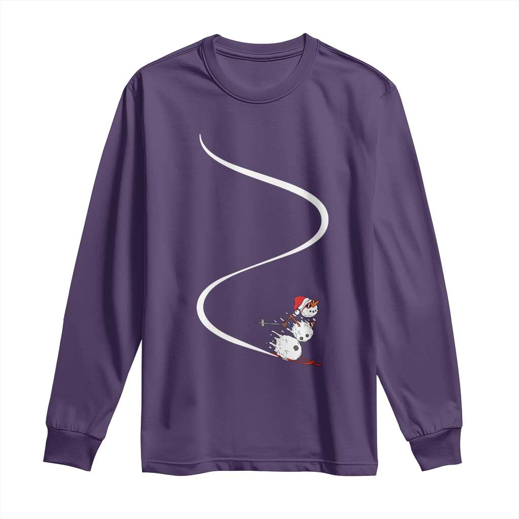 Skiing Snowman Long Sleeve Shirt Funny Ski Freeride Freeski Winter Sports Skiers TS10 Purple Print Your Wear