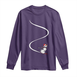 Skiing Snowman Long Sleeve Shirt Funny Ski Freeride Freeski Winter Sports Skiers TS10 Purple Print Your Wear