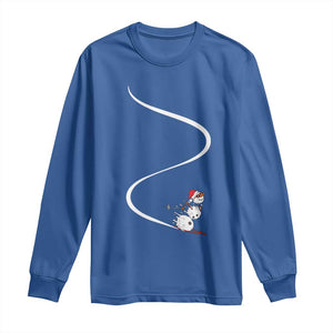 Skiing Snowman Long Sleeve Shirt Funny Ski Freeride Freeski Winter Sports Skiers TS10 Royal Blue Print Your Wear