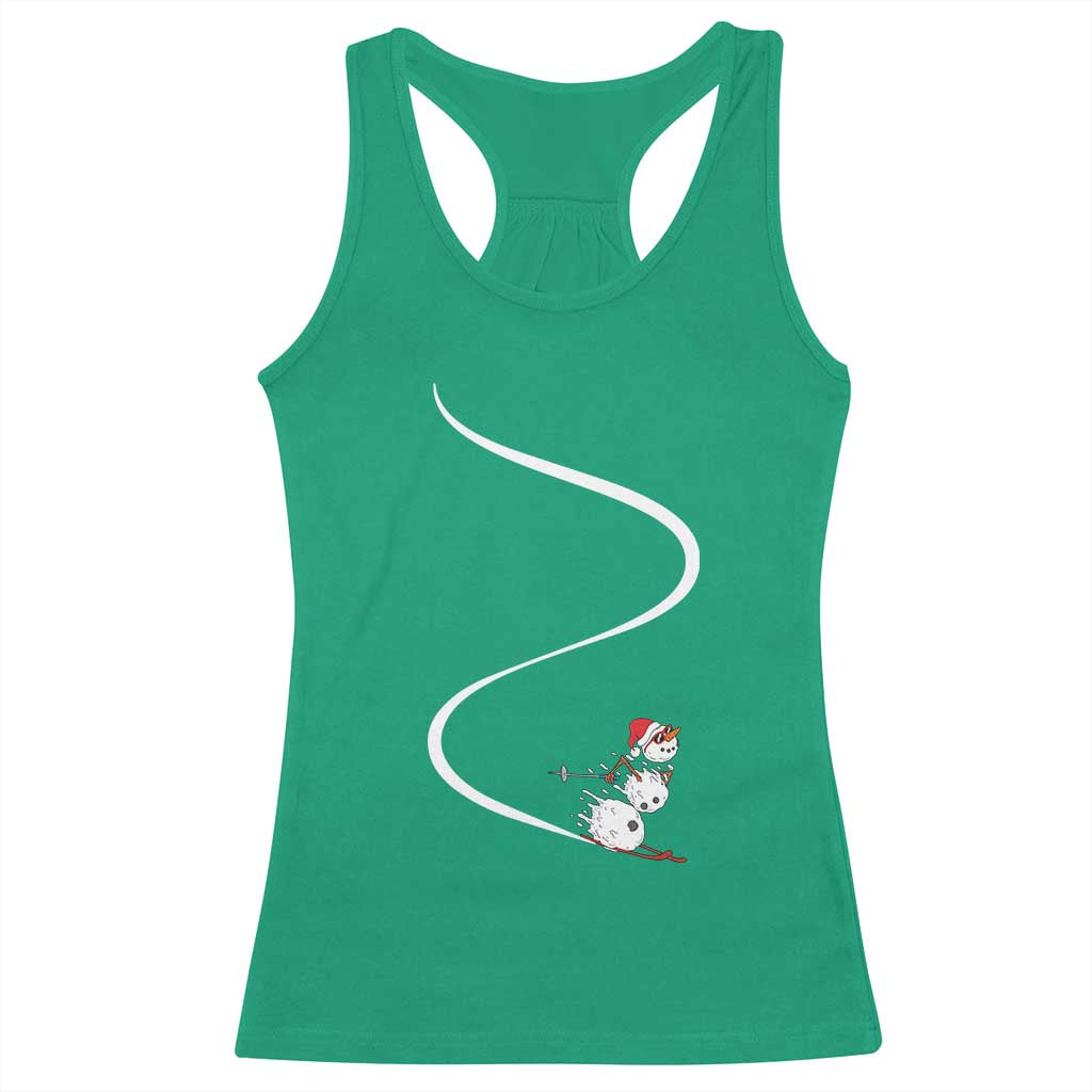 Skiing Snowman Racerback Tank Top Funny Ski Freeride Freeski Winter Sports Skiers TS10 Irish Green Print Your Wear