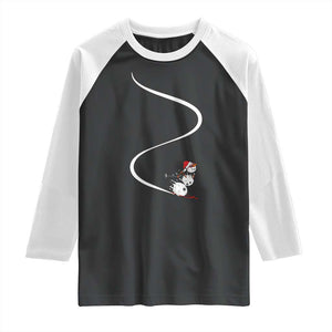 Skiing Snowman Raglan Shirt Funny Ski Freeride Freeski Winter Sports Skiers TS10 Black White Print Your Wear