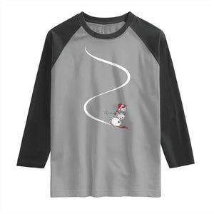 Skiing Snowman Raglan Shirt Funny Ski Freeride Freeski Winter Sports Skiers TS10 Sport Gray Black Print Your Wear