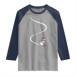 Skiing Snowman Raglan Shirt Funny Ski Freeride Freeski Winter Sports Skiers TS10 Sport Gray Navy Print Your Wear