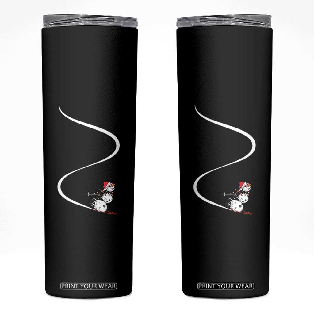 Skiing Snowman Skinny Tumbler Funny Ski Freeride Freeski Winter Sports Skiers TS10 Black Print Your Wear