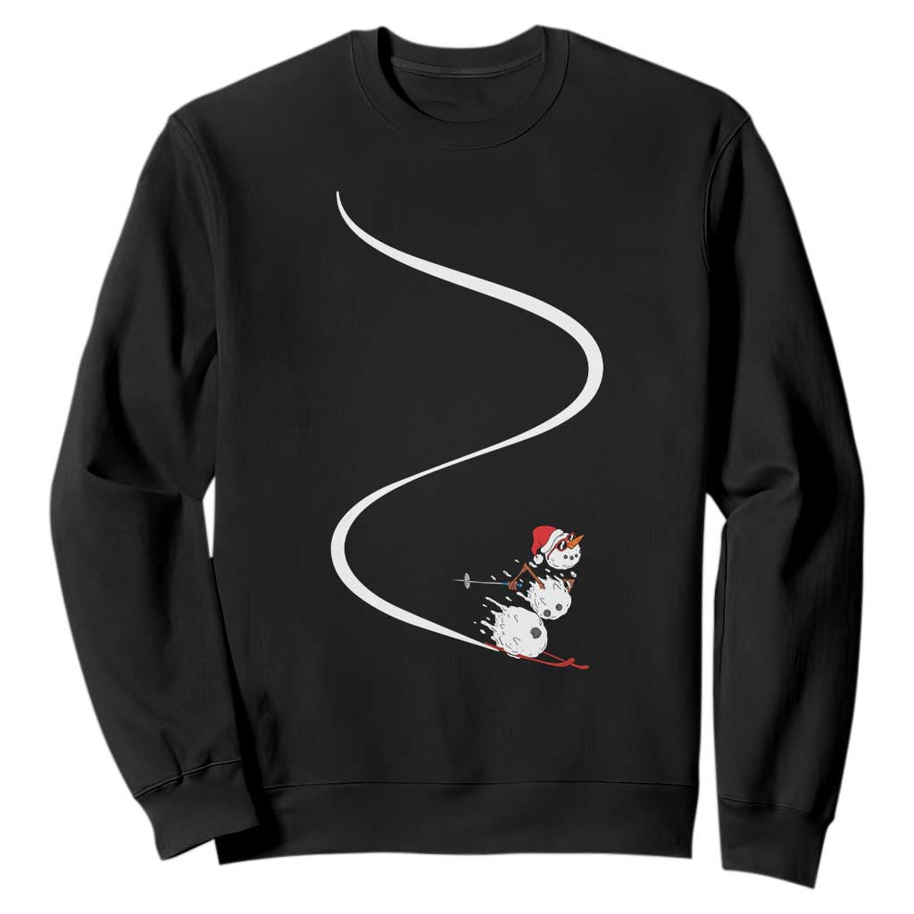 Skiing Snowman Sweatshirt Funny Ski Freeride Freeski Winter Sports Skiers TS10 Black Print Your Wear