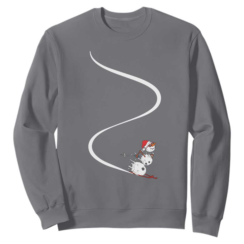 Skiing Snowman Sweatshirt Funny Ski Freeride Freeski Winter Sports Skiers TS10 Charcoal Print Your Wear