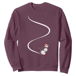 Skiing Snowman Sweatshirt Funny Ski Freeride Freeski Winter Sports Skiers TS10 Maroon Print Your Wear