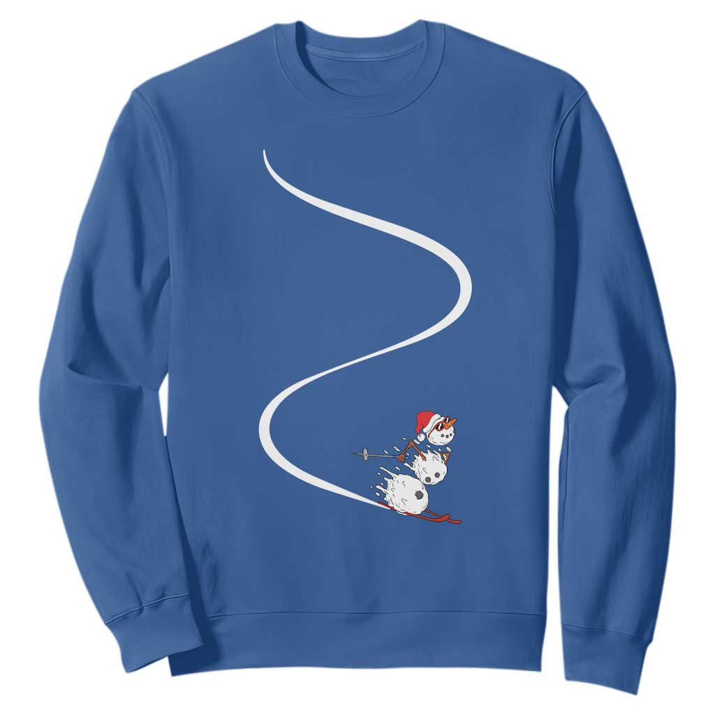 Skiing Snowman Sweatshirt Funny Ski Freeride Freeski Winter Sports Skiers TS10 Royal Blue Print Your Wear