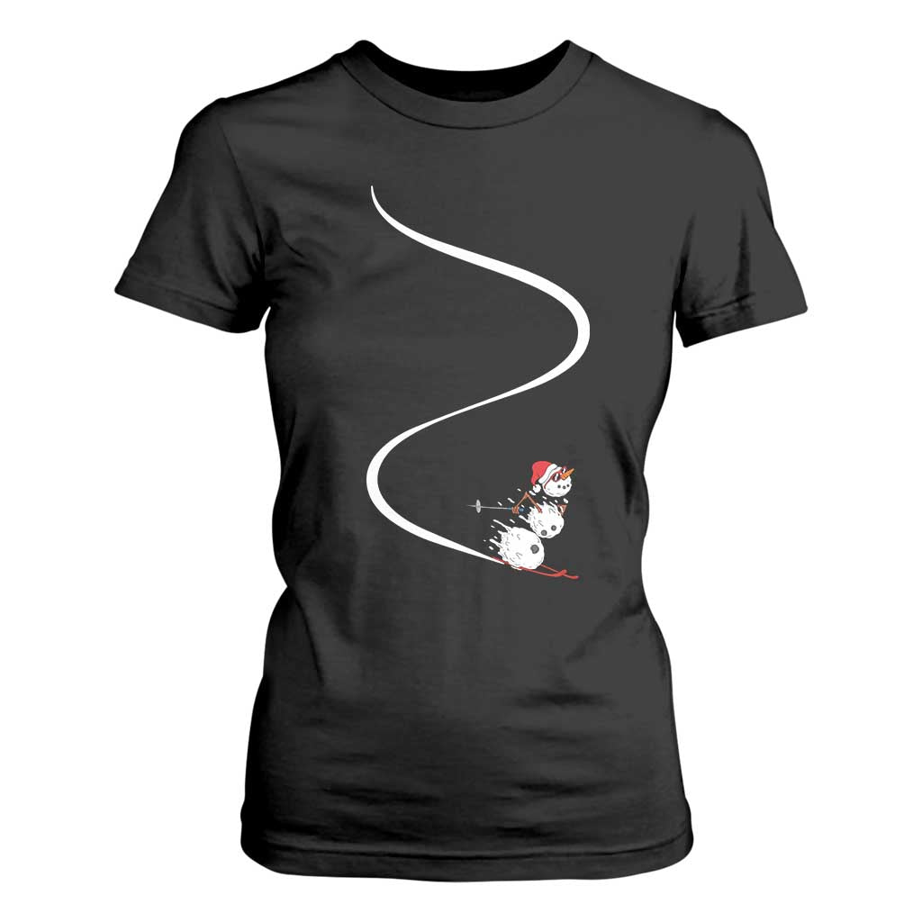 Skiing Snowman T Shirt For Women Funny Ski Freeride Freeski Winter Sports Skiers TS10 Black Print Your Wear