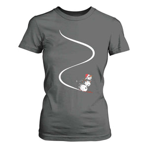 Skiing Snowman T Shirt For Women Funny Ski Freeride Freeski Winter Sports Skiers TS10 Dark Heather Print Your Wear