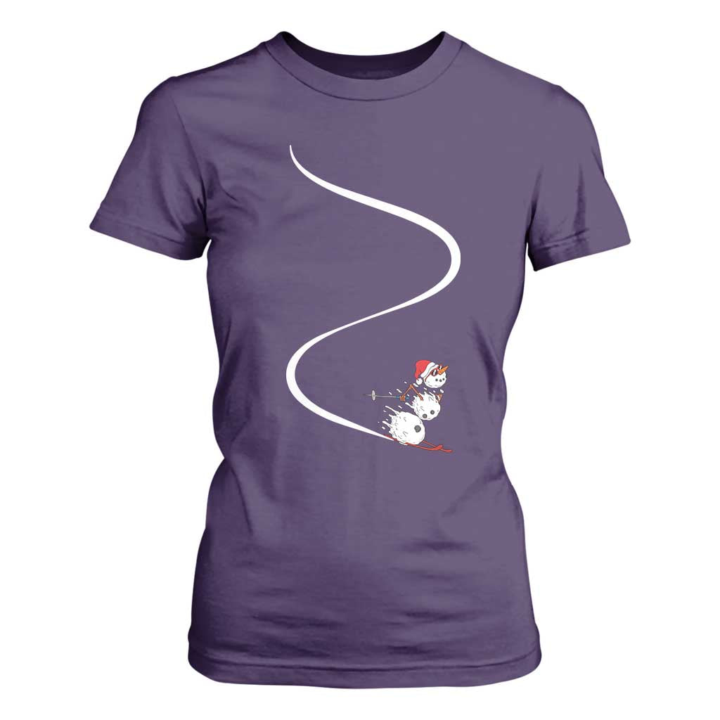 Skiing Snowman T Shirt For Women Funny Ski Freeride Freeski Winter Sports Skiers TS10 Purple Print Your Wear