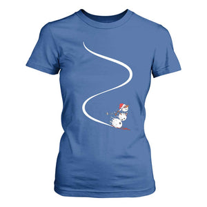 Skiing Snowman T Shirt For Women Funny Ski Freeride Freeski Winter Sports Skiers TS10 Royal Blue Print Your Wear