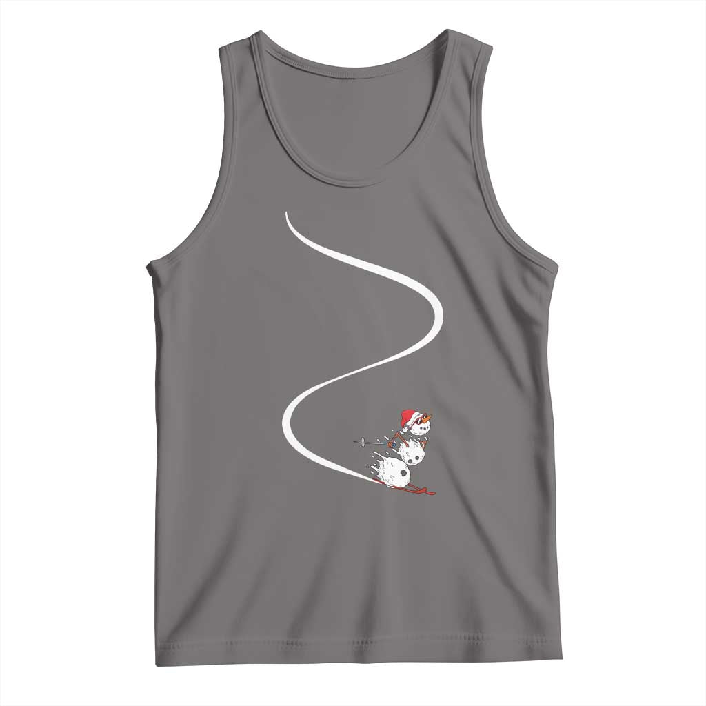 Skiing Snowman Tank Top Funny Ski Freeride Freeski Winter Sports Skiers TS10 Deep Heather Print Your Wear