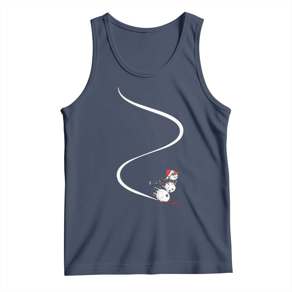 Skiing Snowman Tank Top Funny Ski Freeride Freeski Winter Sports Skiers TS10 Navy Print Your Wear