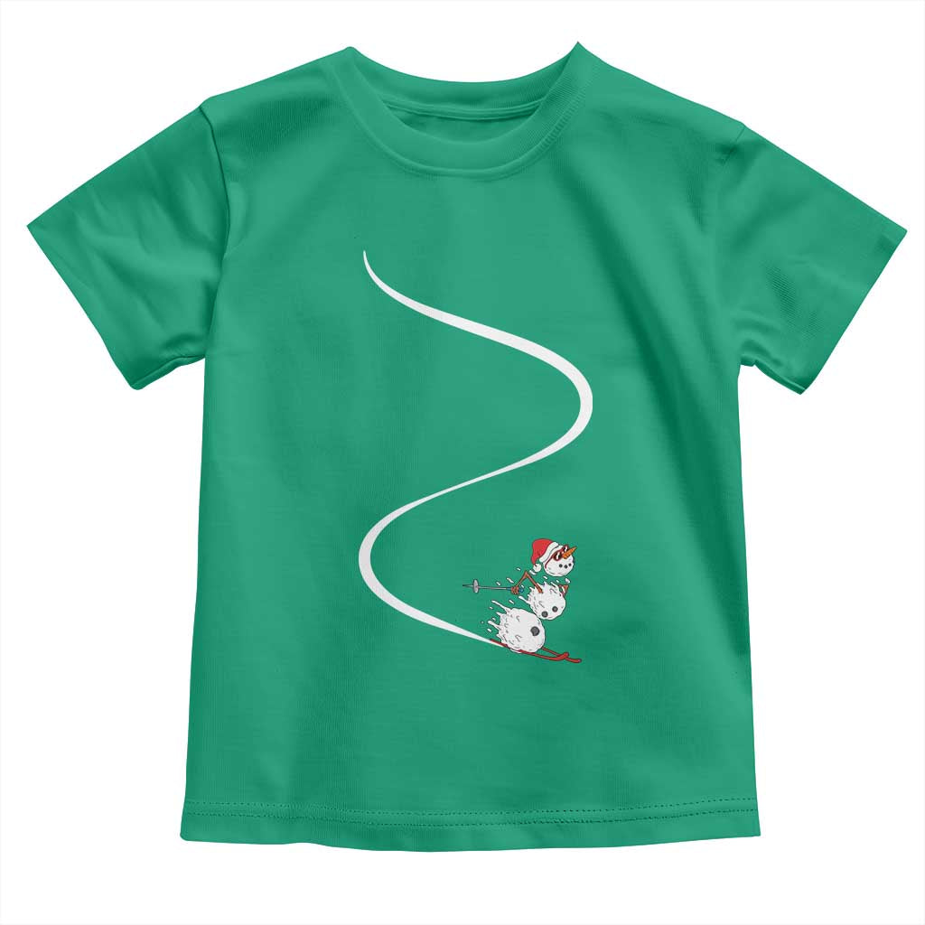 Skiing Snowman Toddler T Shirt Funny Ski Freeride Freeski Winter Sports Skiers TS10 Irish Green Print Your Wear