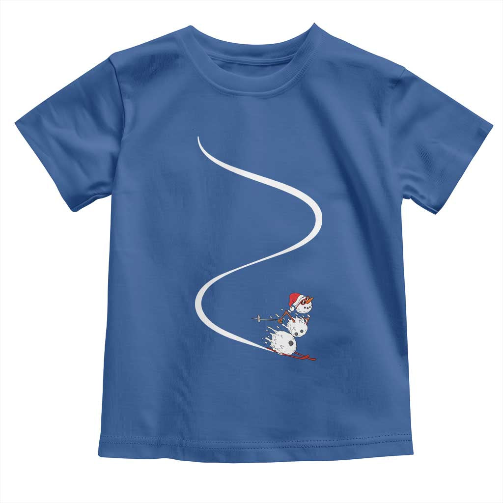 Skiing Snowman Toddler T Shirt Funny Ski Freeride Freeski Winter Sports Skiers TS10 Royal Blue Print Your Wear