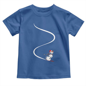 Skiing Snowman Toddler T Shirt Funny Ski Freeride Freeski Winter Sports Skiers TS10 Royal Blue Print Your Wear
