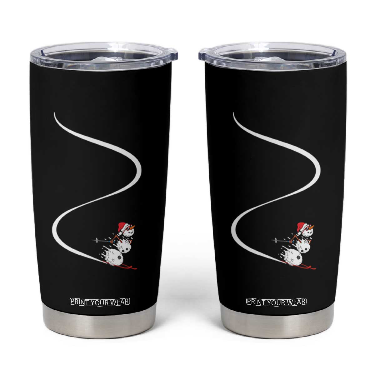 Skiing Snowman Tumbler Cup Funny Ski Freeride Freeski Winter Sports Skiers TS10 Black Print Your Wear