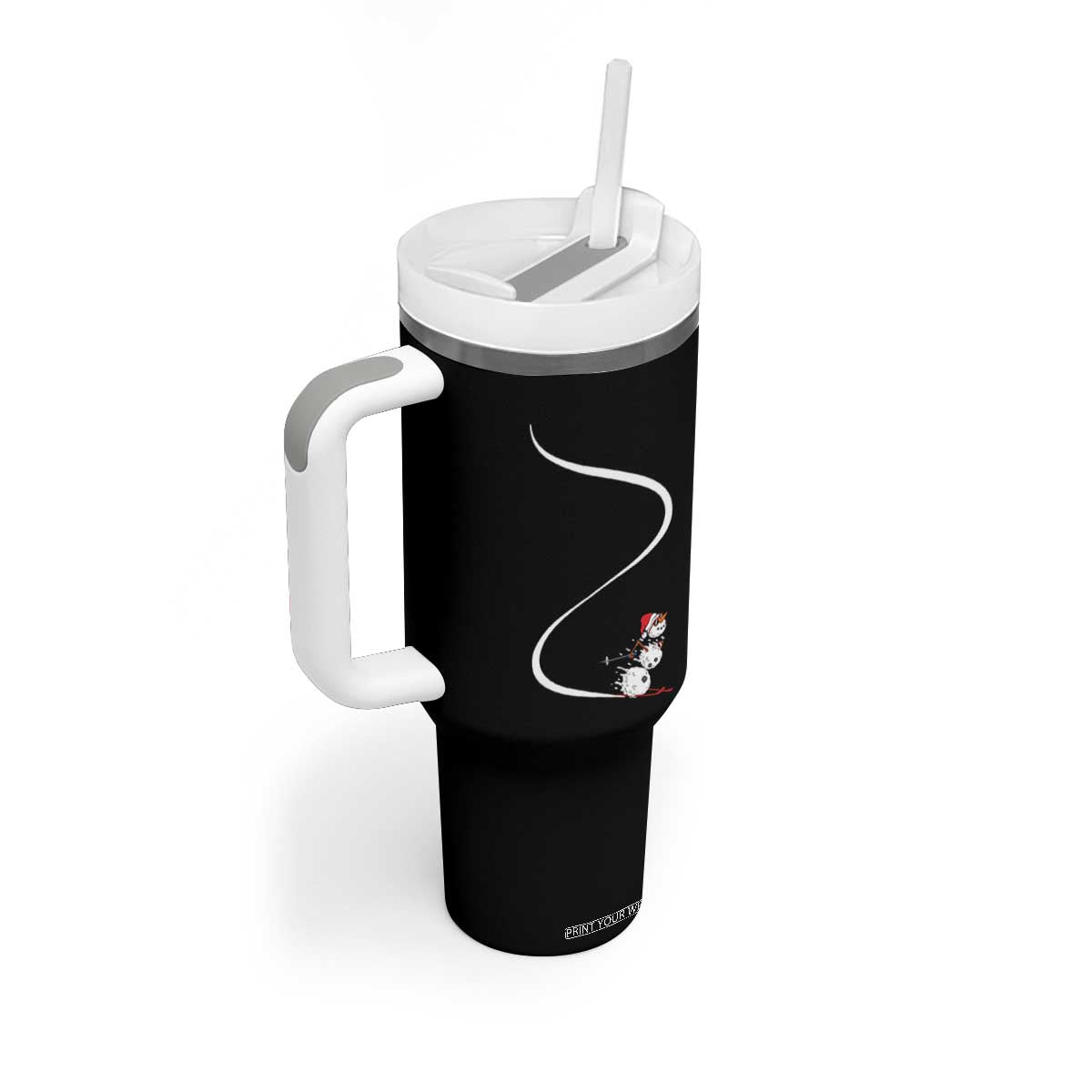 Skiing Snowman Tumbler With Handle Funny Ski Freeride Freeski Winter Sports Skiers TS10 Print Your Wear