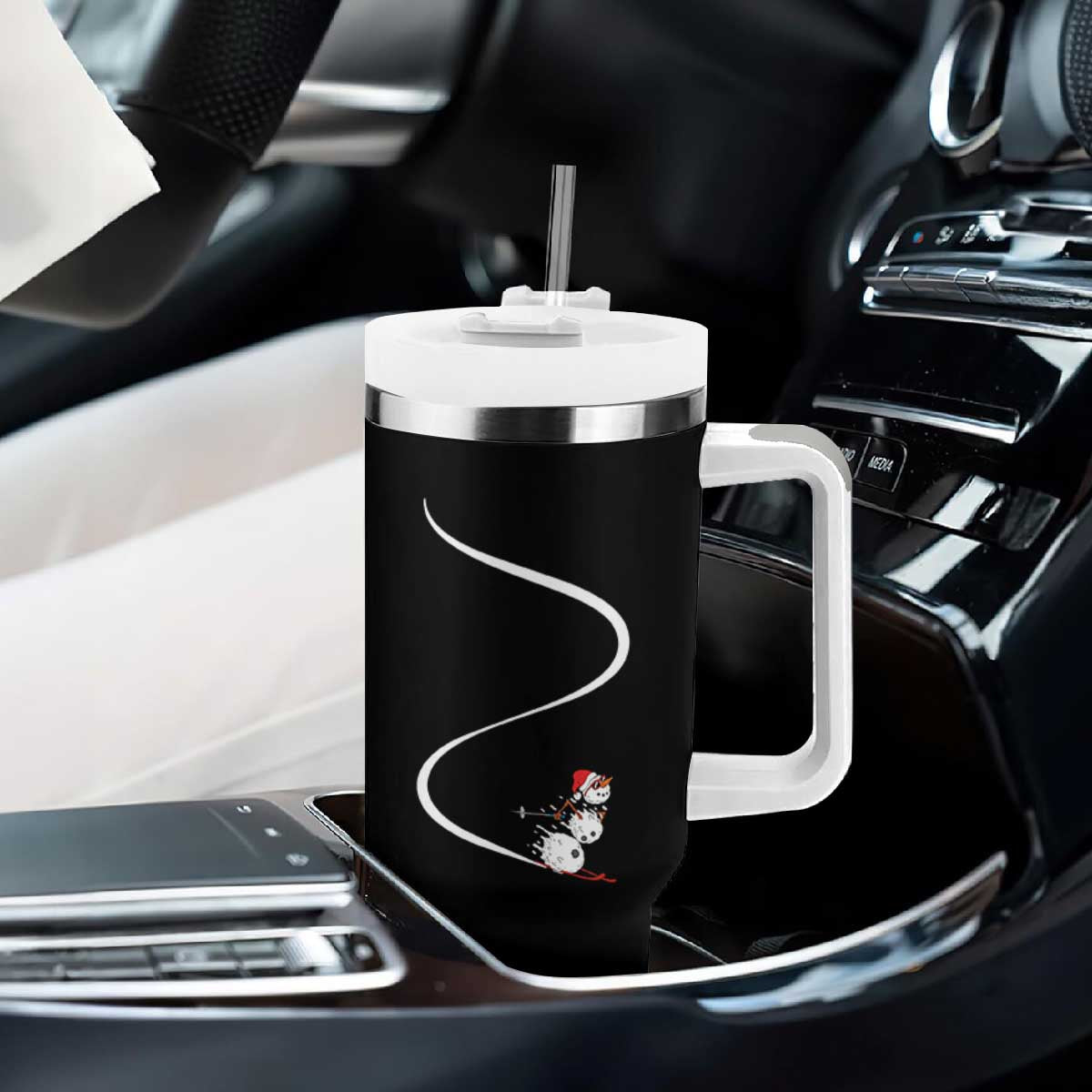 Skiing Snowman Tumbler With Handle Funny Ski Freeride Freeski Winter Sports Skiers TS10 Print Your Wear