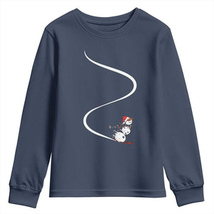 Skiing Snowman Youth Sweatshirt Funny Ski Freeride Freeski Winter Sports Skiers TS10 Navy Print Your Wear