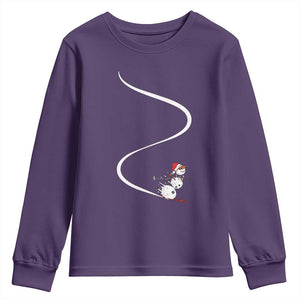 Skiing Snowman Youth Sweatshirt Funny Ski Freeride Freeski Winter Sports Skiers TS10 Purple Print Your Wear