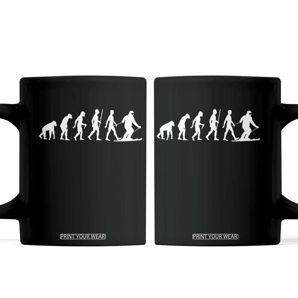 Ski Evolution Coffee Mug Funny Skiing Lover Skiers TS10 Black Print Your Wear