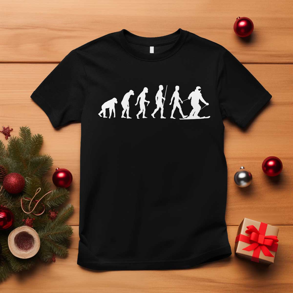Ski Evolution T Shirt Funny Skiing Lover Skiers TS10 Black Print Your Wear