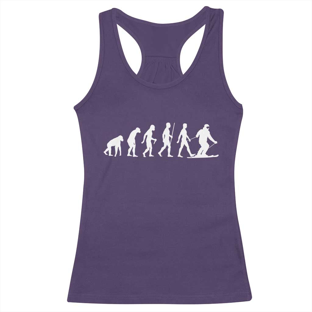 Ski Evolution Racerback Tank Top Funny Skiing Lover Skiers TS10 Purple Print Your Wear