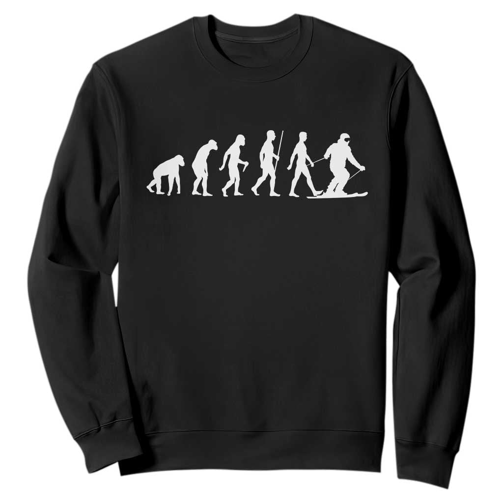 Ski Evolution Sweatshirt Funny Skiing Lover Skiers TS10 Black Print Your Wear