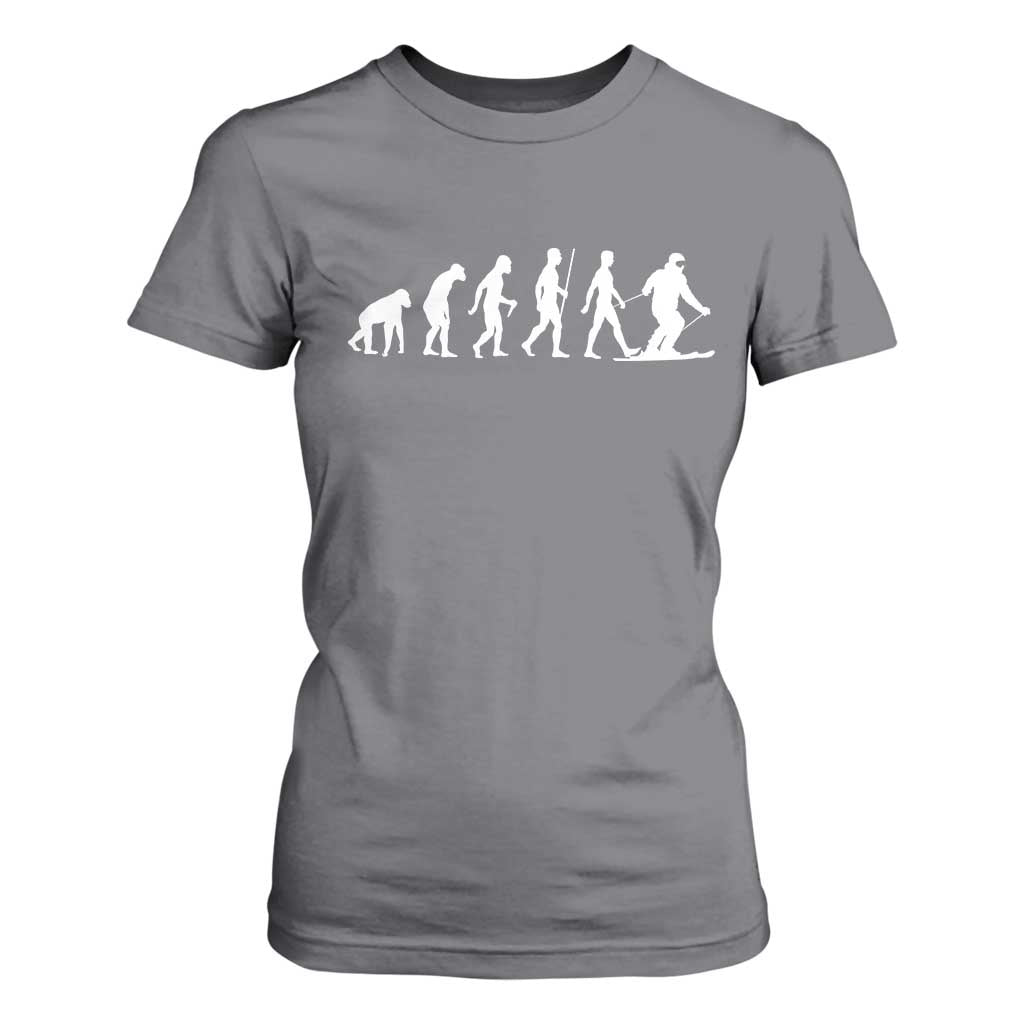 Ski Evolution T Shirt For Women Funny Skiing Lover Skiers TS10 Charcoal Print Your Wear