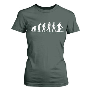 Ski Evolution T Shirt For Women Funny Skiing Lover Skiers TS10 Dark Forest Green Print Your Wear