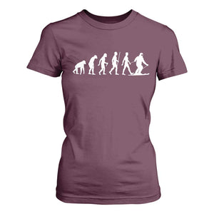 Ski Evolution T Shirt For Women Funny Skiing Lover Skiers TS10 Maroon Print Your Wear