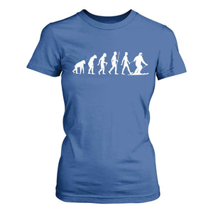 Ski Evolution T Shirt For Women Funny Skiing Lover Skiers TS10 Royal Blue Print Your Wear