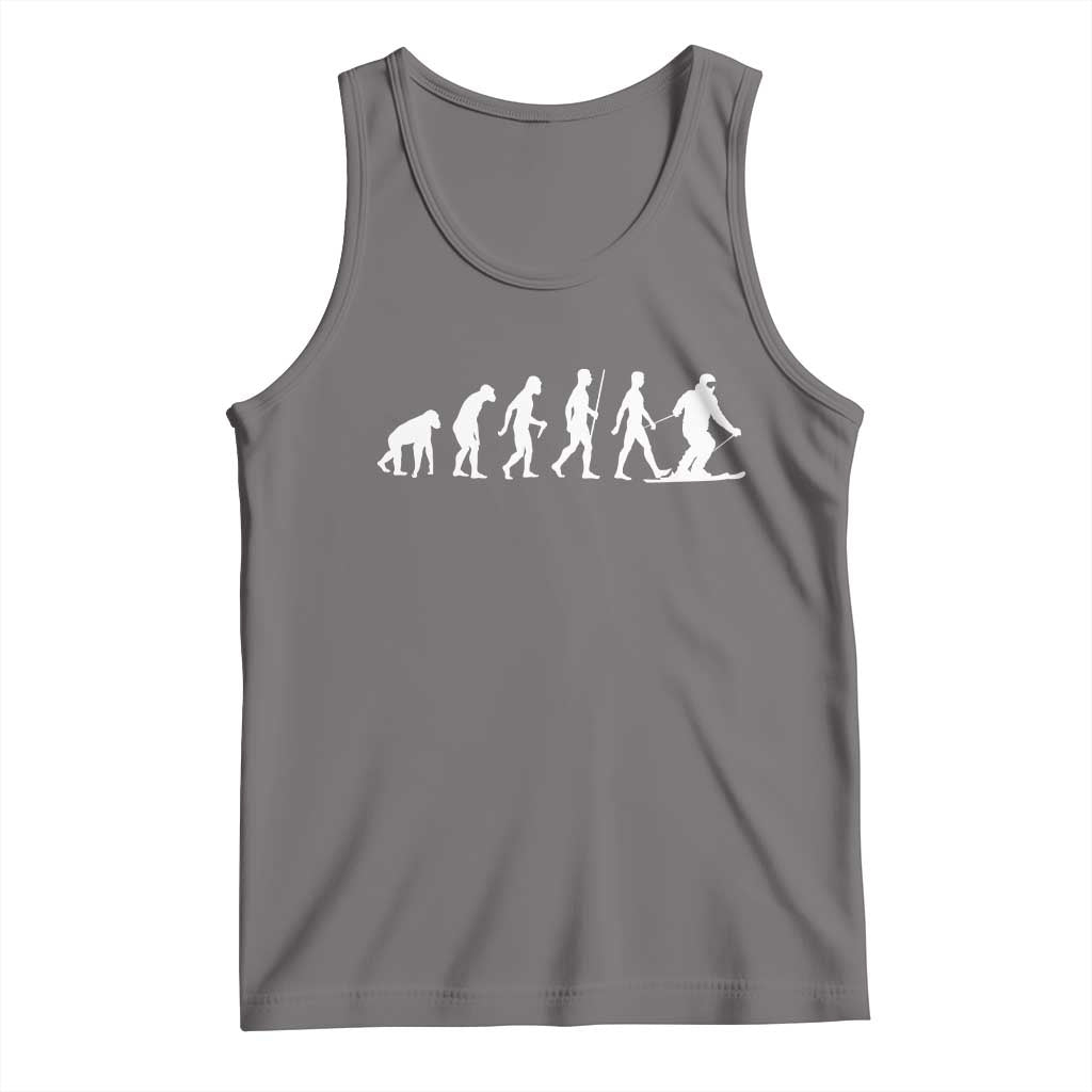 Ski Evolution Tank Top Funny Skiing Lover Skiers TS10 Deep Heather Print Your Wear