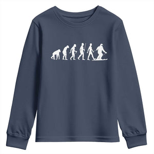 Ski Evolution Youth Sweatshirt Funny Skiing Lover Skiers TS10 Navy Print Your Wear