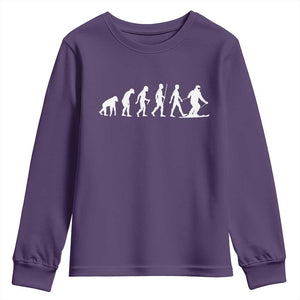 Ski Evolution Youth Sweatshirt Funny Skiing Lover Skiers TS10 Purple Print Your Wear