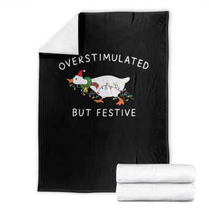 Overstimulated But Festive Goose Christmas Throw Blanket Funny Holiday Meme TS10 Black Print Your Wear