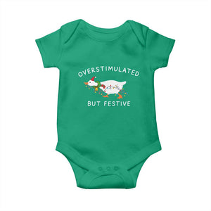 Overstimulated But Festive Goose Christmas Baby Onesie Funny Holiday Meme TS10 Irish Green Print Your Wear