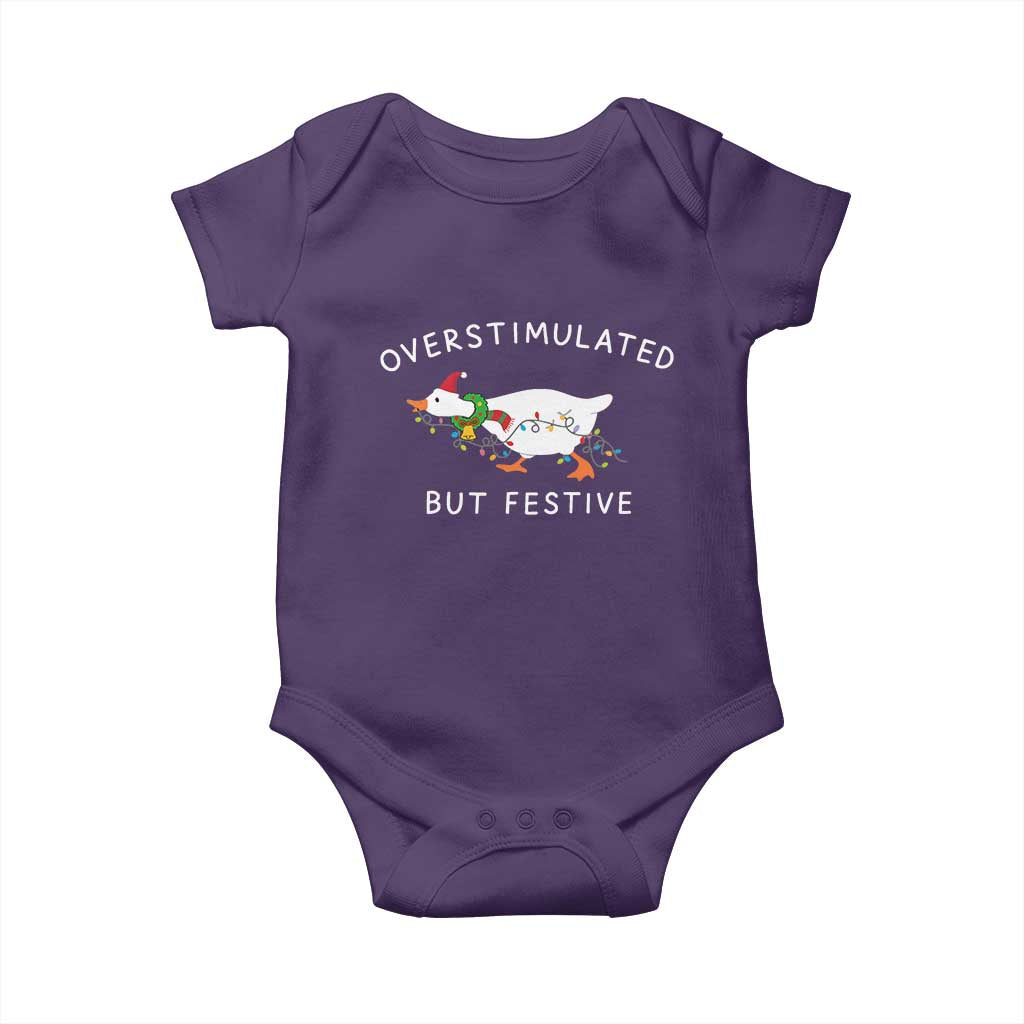Overstimulated But Festive Goose Christmas Baby Onesie Funny Holiday Meme TS10 Purple Print Your Wear