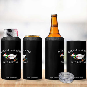 Overstimulated But Festive Goose Christmas 4 in 1 Can Cooler Tumbler Funny Holiday Meme TS10 Print Your Wear