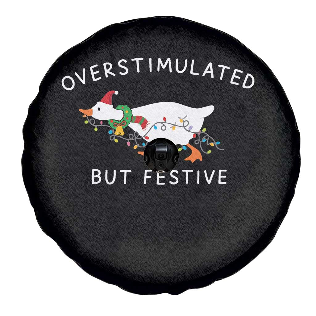 Overstimulated But Festive Goose Christmas Spare Tire Cover Funny Holiday Meme TS10 Print Your Wear