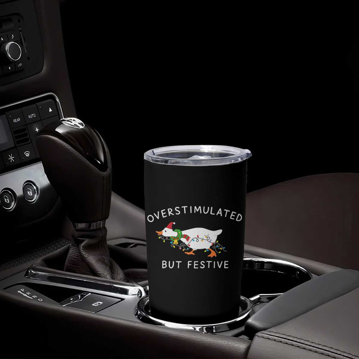 Overstimulated But Festive Goose Christmas Tumbler Cup Funny Holiday Meme TS10 Print Your Wear