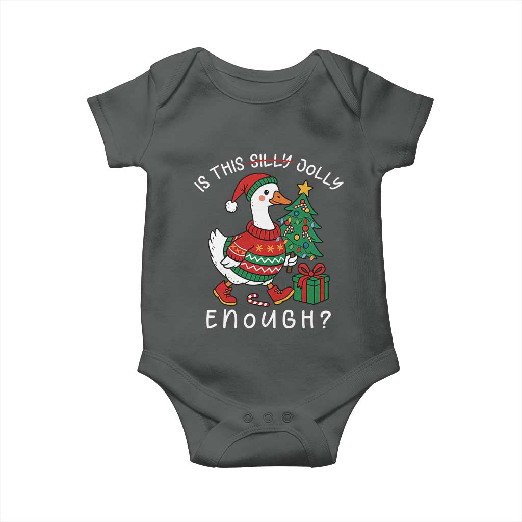 Funny Goose Christmas Baby Onesie Is This Jolly Enough Cute Xmas Duck TS10 Dark Heather Print Your Wear