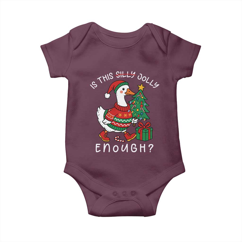 Funny Goose Christmas Baby Onesie Is This Jolly Enough Cute Xmas Duck TS10 Maroon Print Your Wear