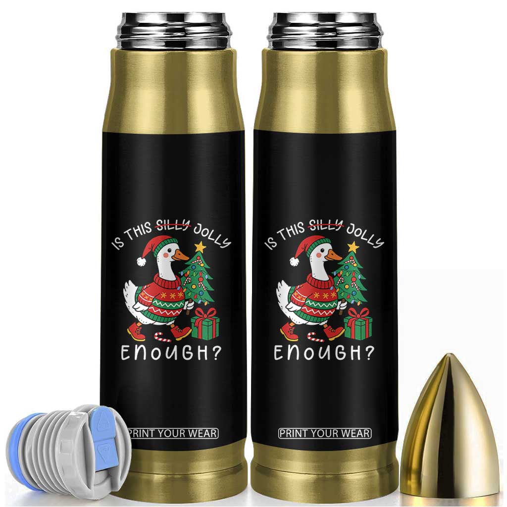 Funny Goose Christmas Bullet Tumbler Is This Jolly Enough Cute Xmas Duck TS10 Black Print Your Wear